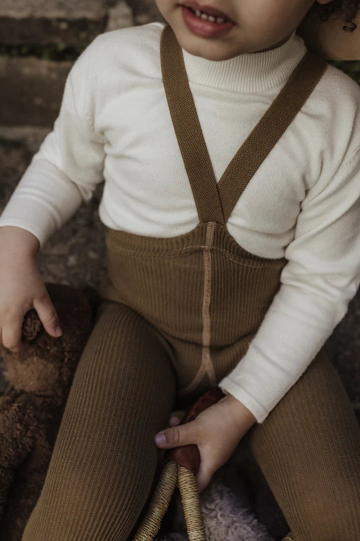 Footed Cotton Tights Acorn Brown