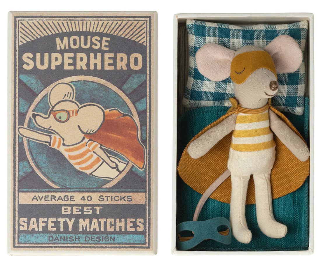 Maileg, Super Hero Mouse, in Matchbox