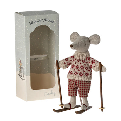 Maileg, Winter Mouse with Skis, Mum