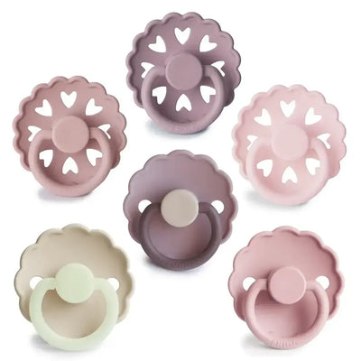 FRIGG 6-Pack Pacifiers - Round Silicone - Blooming Love