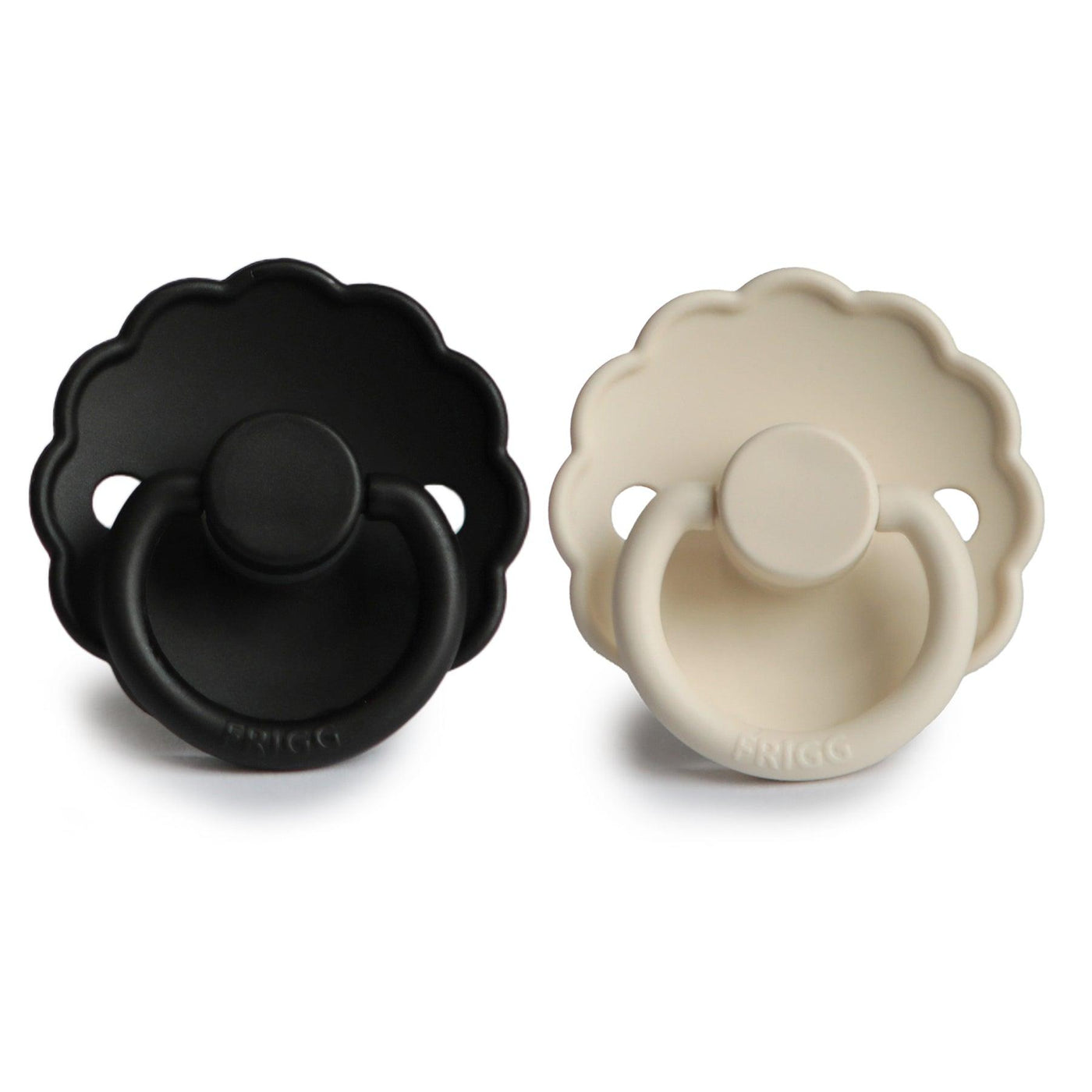 Daisy Pacifier Cream/Jet Black Silicone - Pudgy Fingers