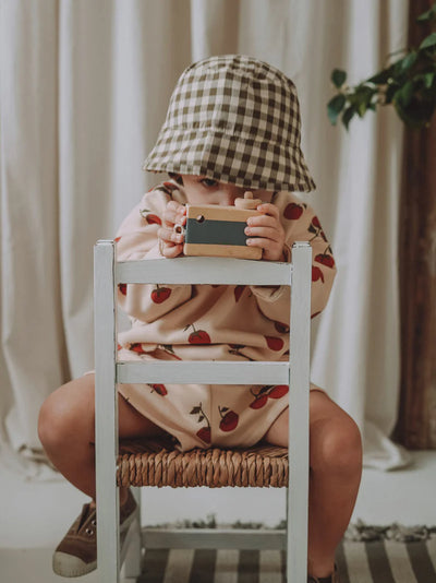 Olive Gingham Bucket Sun Hat