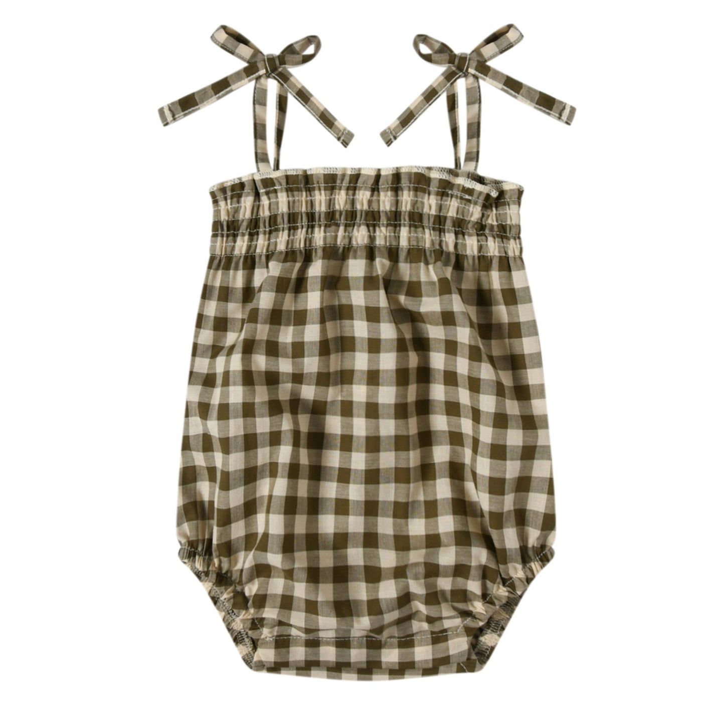 Olive Gingham Spaghetti Bodysuit