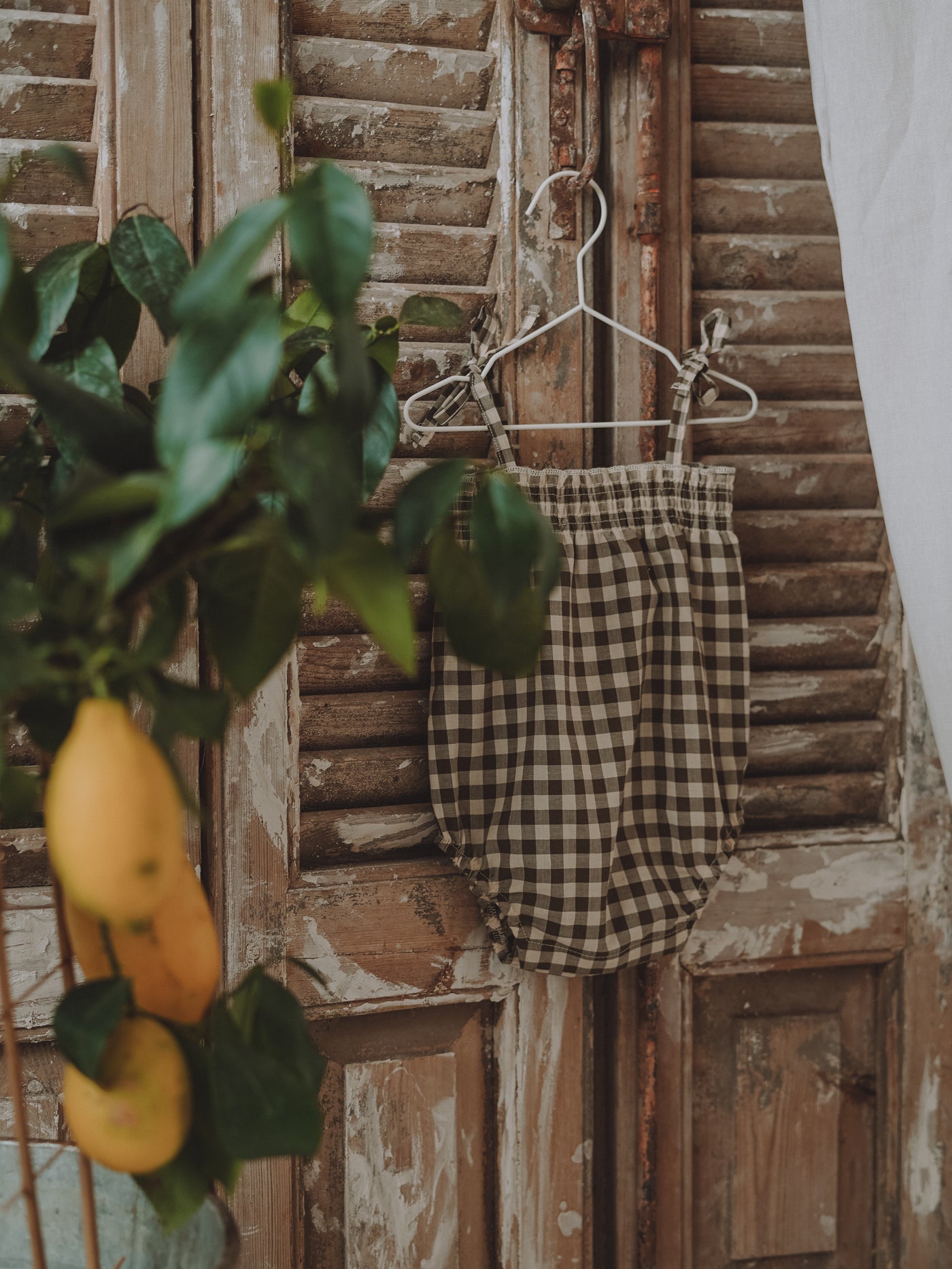 Olive Gingham Spaghetti Bodysuit