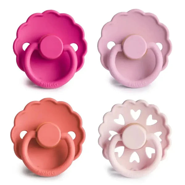 FRIGG 4-Pack Pacifiers - Round Latex - Rosy Romance