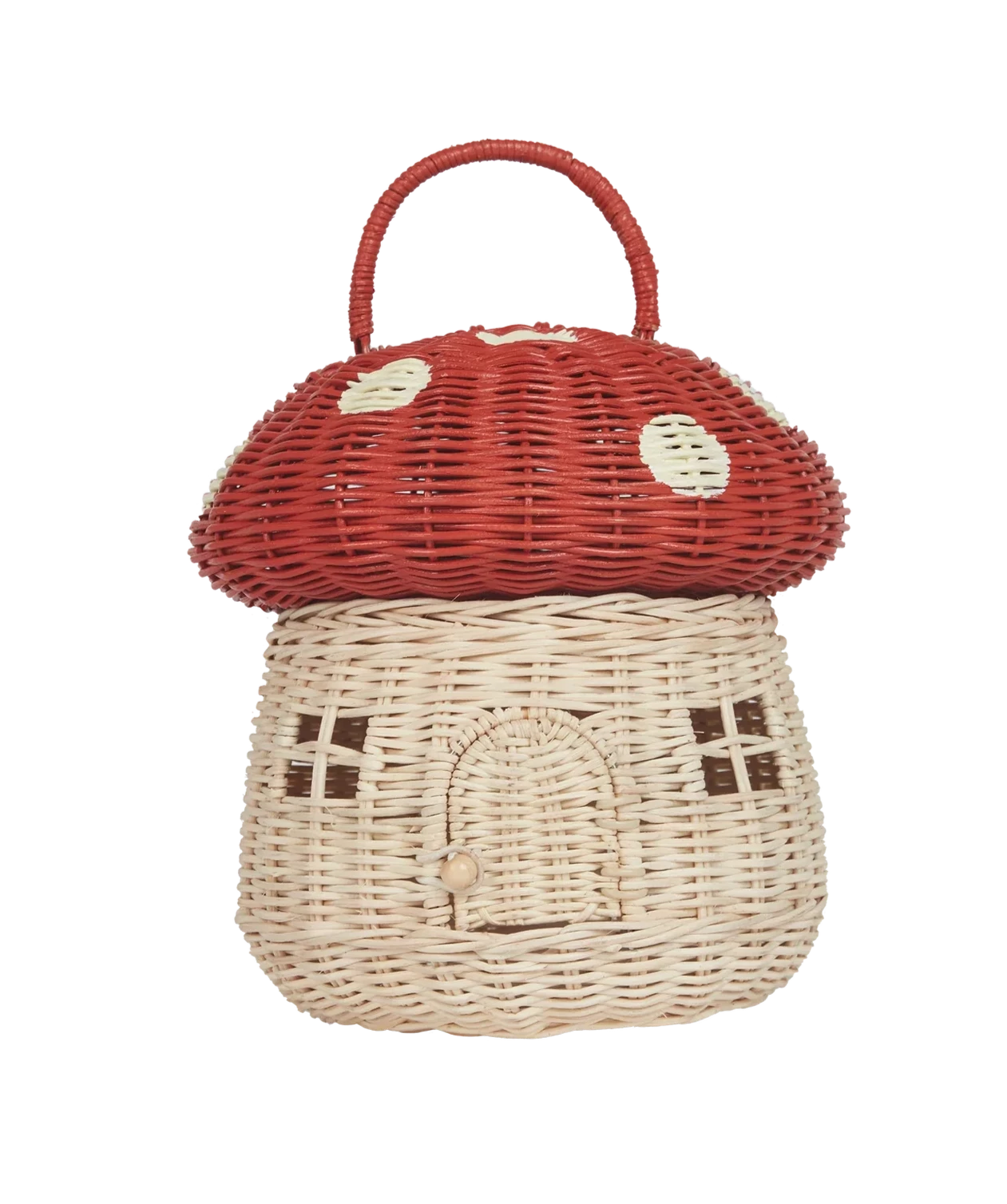 Rattan Mushroom Basket Red