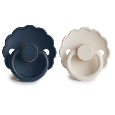 Daisy Pacifier  Dark Navy/Cream Natural Rubber - Pudgy Fingers