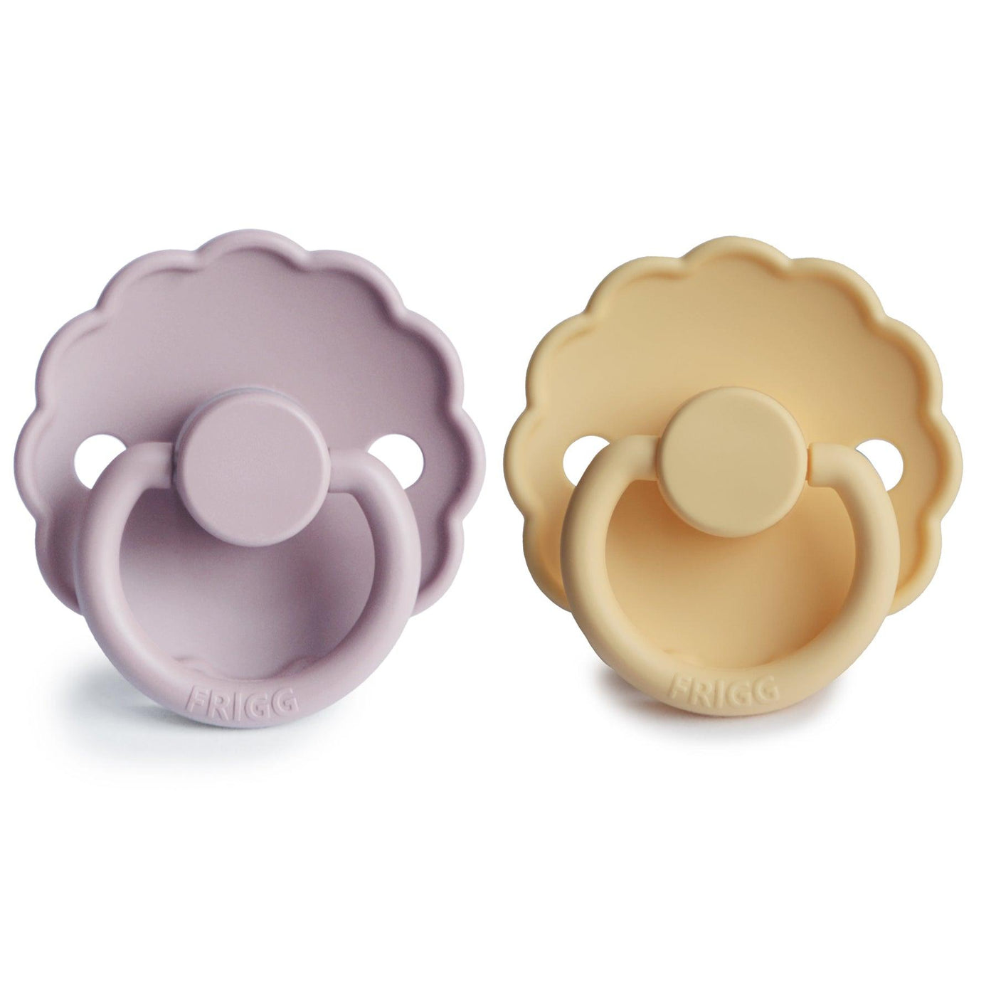 Daisy Pacifier Soft Lilac/Pale Daffodil Silicone - Pudgy Fingers