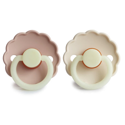 Night Pacifier Blush/Cream Natural Rubber - Pudgy Fingers