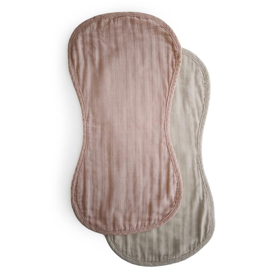 Muslin Burp Cloth Organic Cotton 2-Pack - Blush/Fog - Pudgy Fingers