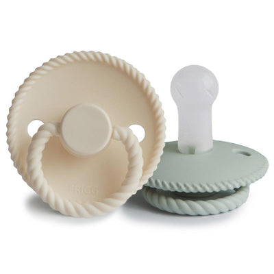 Rope Pacifier Cream/Sage Silicone - Pudgy Fingers