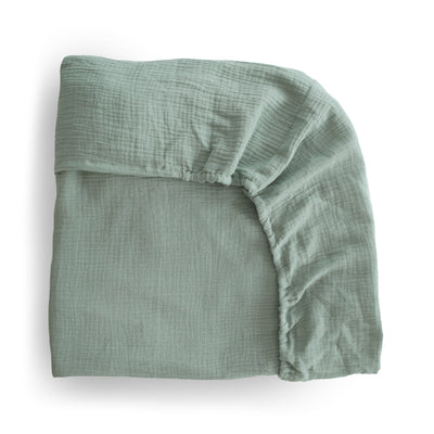 Mushie Crib/Bassinet Sheet - Roman Green - Pudgy Fingers